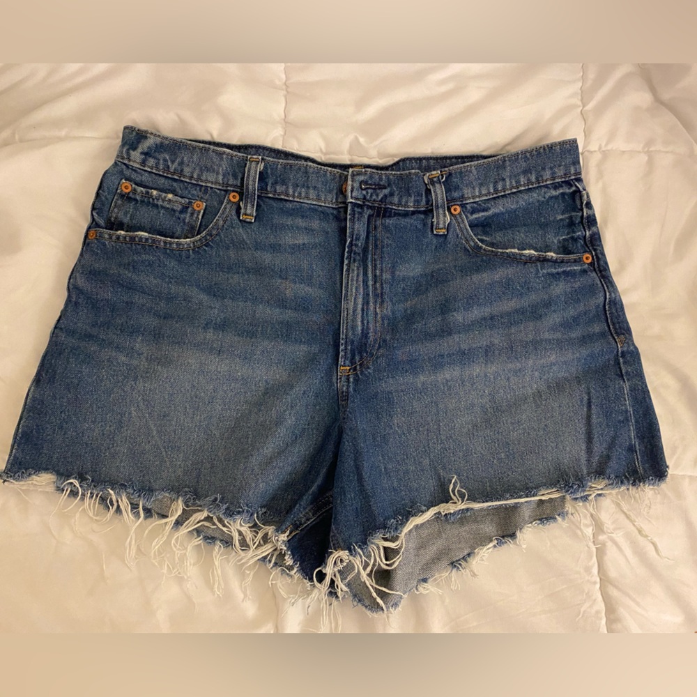 GAP Blue Jean Shorts with Distressed Hem